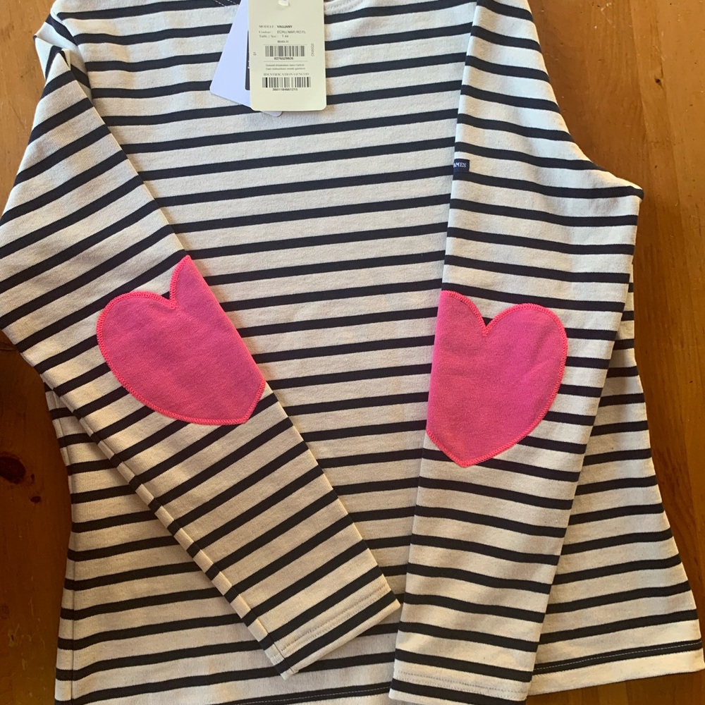 Saint-James Vaujany Striped Sailor
Long Sleeve T-Shirt Elbow Heart💓 Patches.